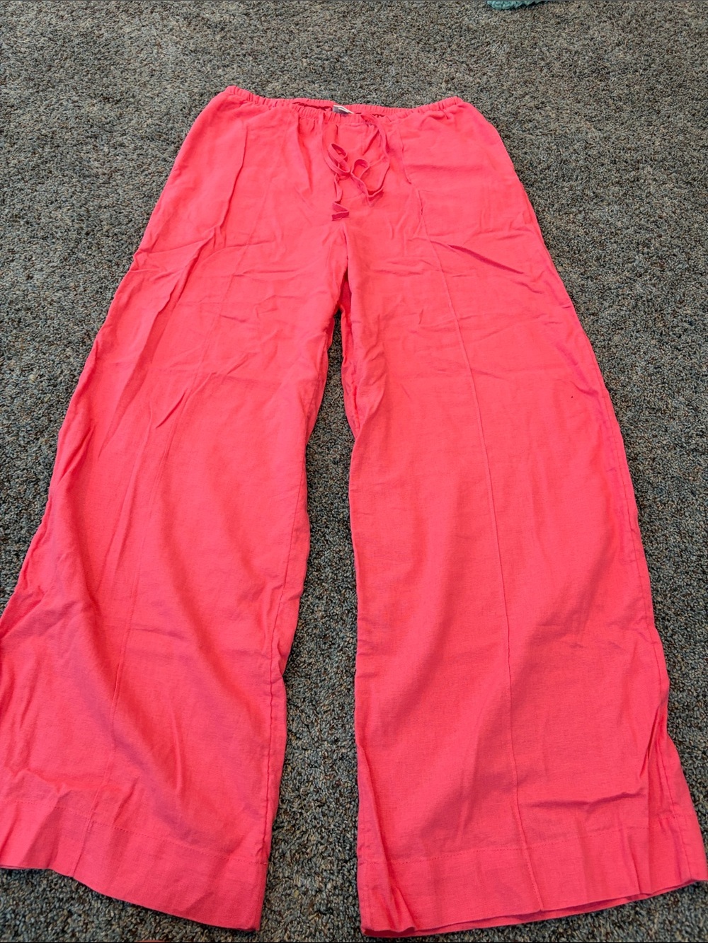 Wide Leg Drawstring Pants in Coral Pink -NWT